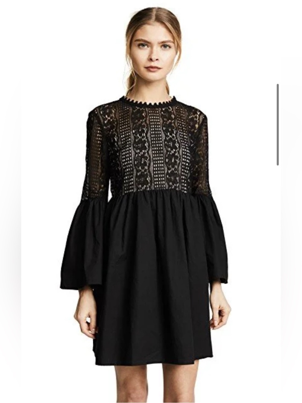 Endless Rose Black Lace Bodice Bell Sleeves Mini Dress Size XS
